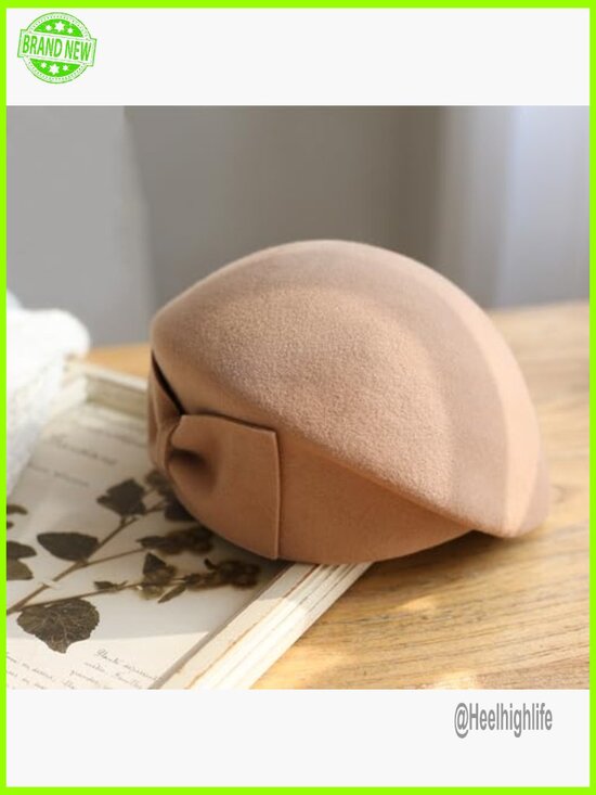 Vintage Wool Felt Beret Pearl Fascinator Adjustable Fedora Wedding Church Hat main image 3